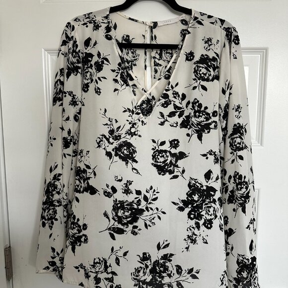 Lush All In Favor Cross Front Blouse in Ivory/Black Floral - Picture 2 of 4